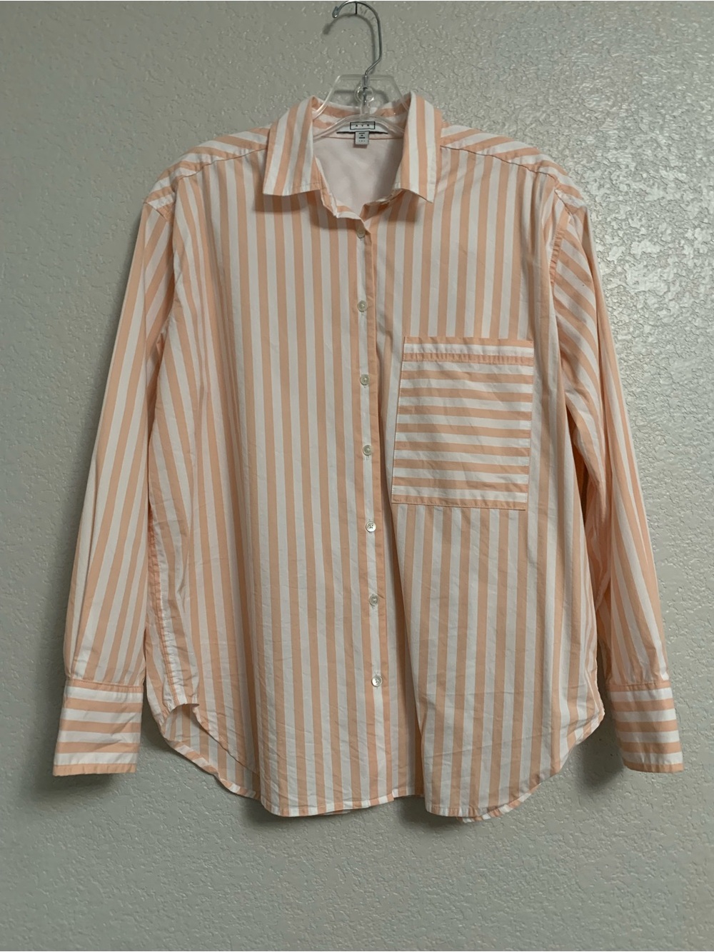 AYR Shirt Top Womens S Deep End Oversized Striped Button Up Preppy Coastal
